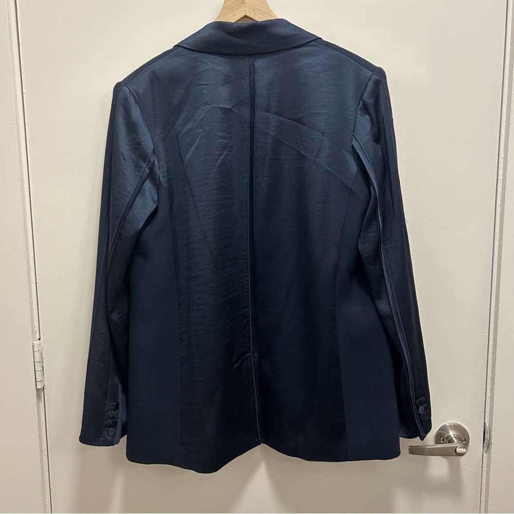 Derek Lam Crosby Navy Blazer with Satin Lapels & Back - Picture 7 of 7